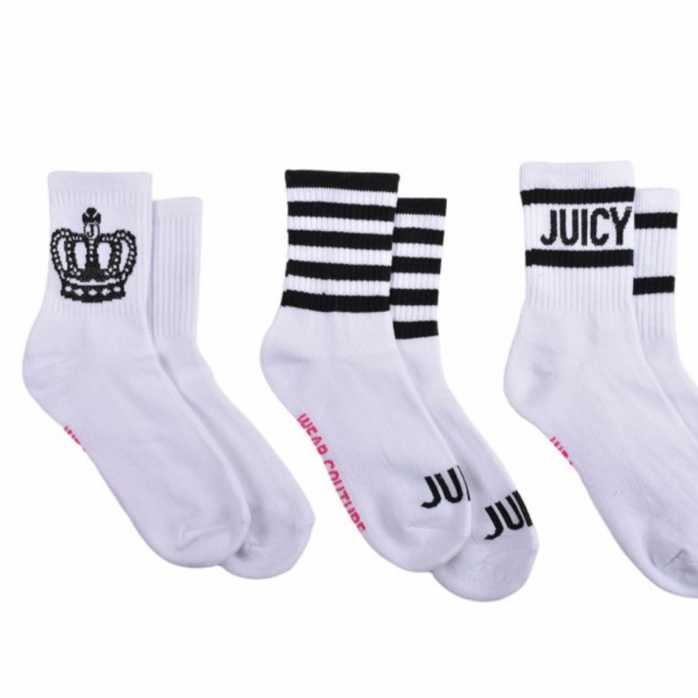 NWT JUICY COUTURE SHORTIE CREW SOCKS 3 PAIRS